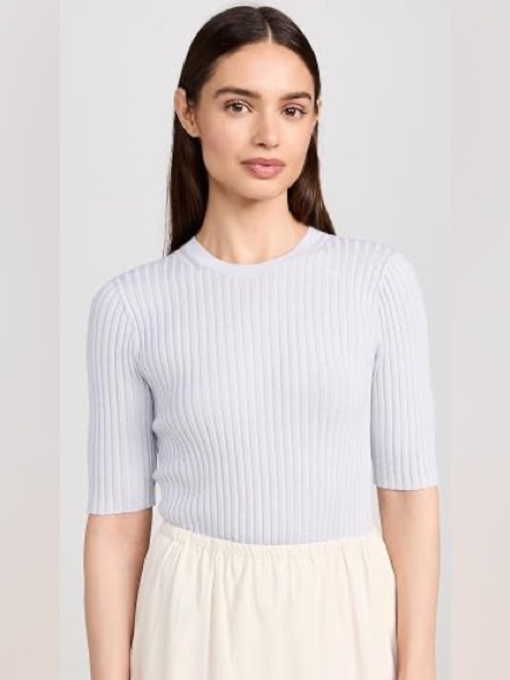 Vince Sz Md Italian Wool-Blend Snap Elbow-Sleeve Top Silk Wool